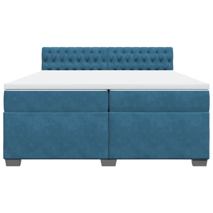 Boxspring met matras fluweel blauw 200x200 cm