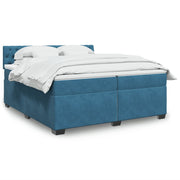 Boxspring met matras 200x200 cm blauw fluweel
