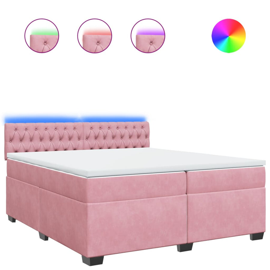 Boxspring met matras fluweel roze 200x200 cm