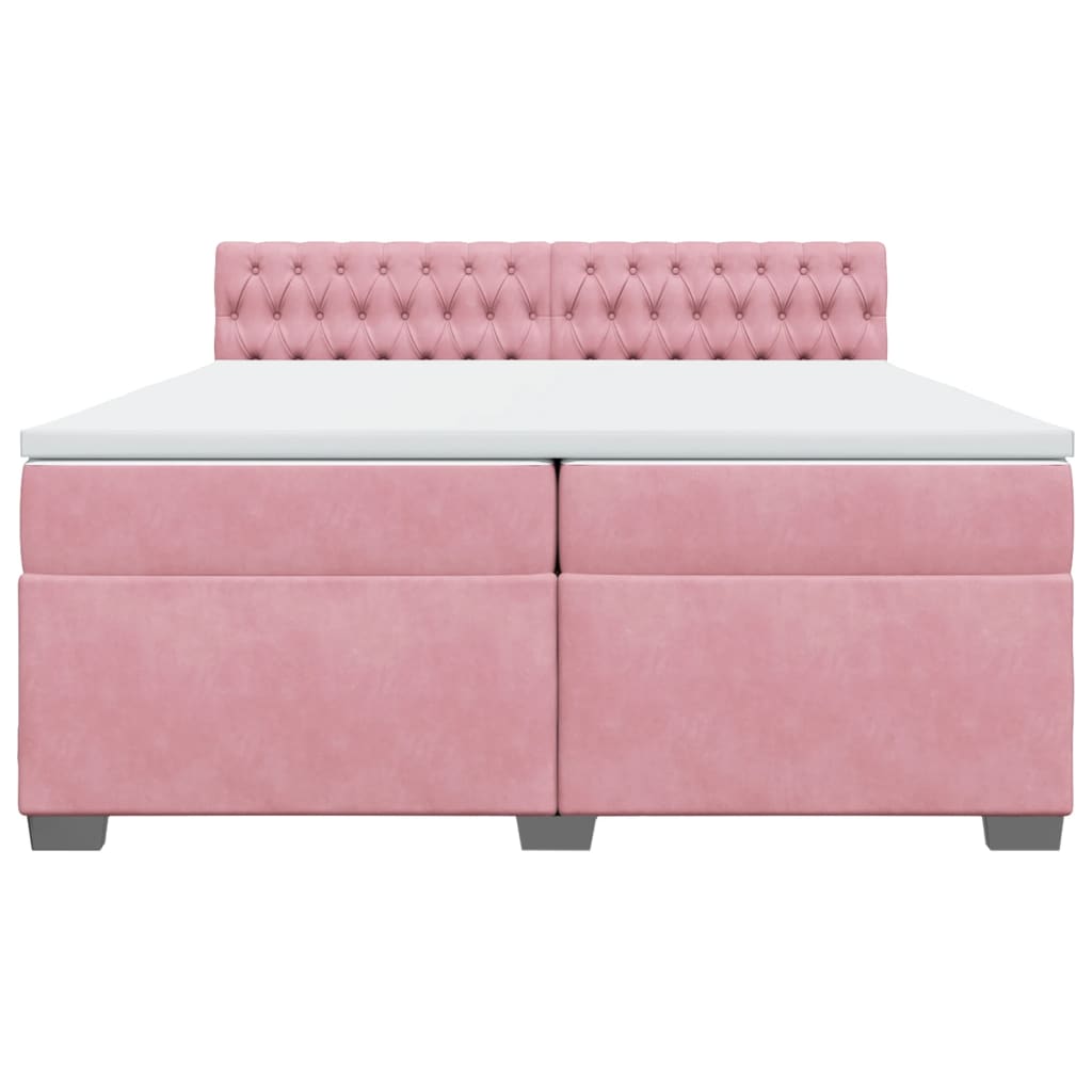 Boxspring met matras fluweel roze 200x200 cm