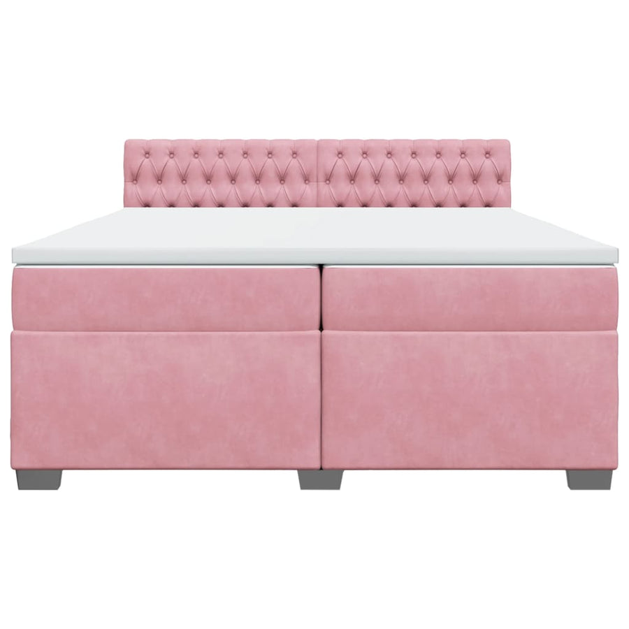Boxspring met matras fluweel roze 200x200 cm