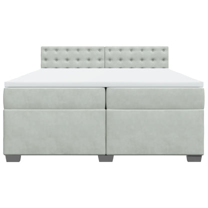 Boxspring met matras fluweel lichtgrijs 200x200 cm