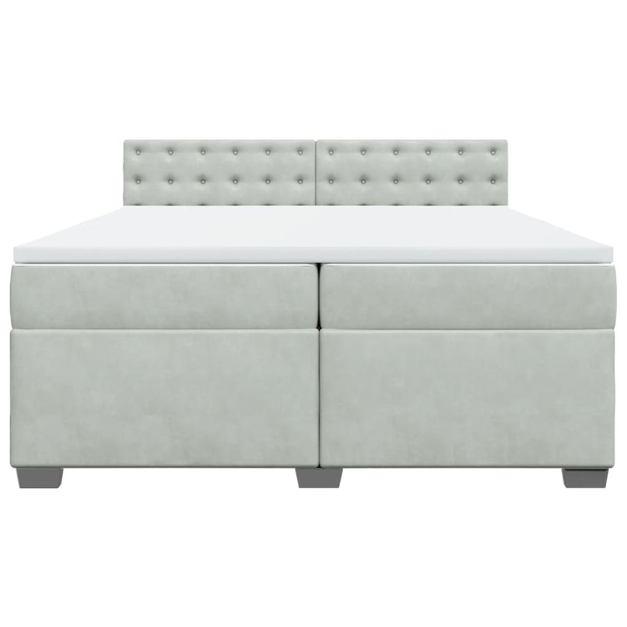 Boxspring met matras fluweel lichtgrijs 200x200 cm