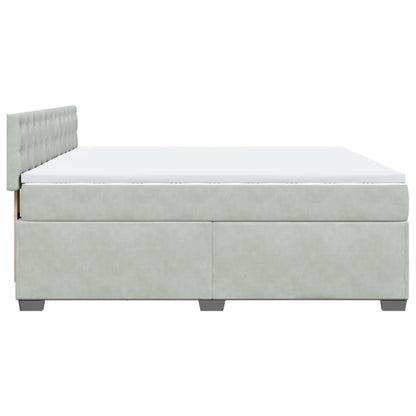 Boxspring met matras fluweel lichtgrijs 200x200 cm