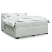Boxspring met matras 200x200 cm lichtgrijs fluweel