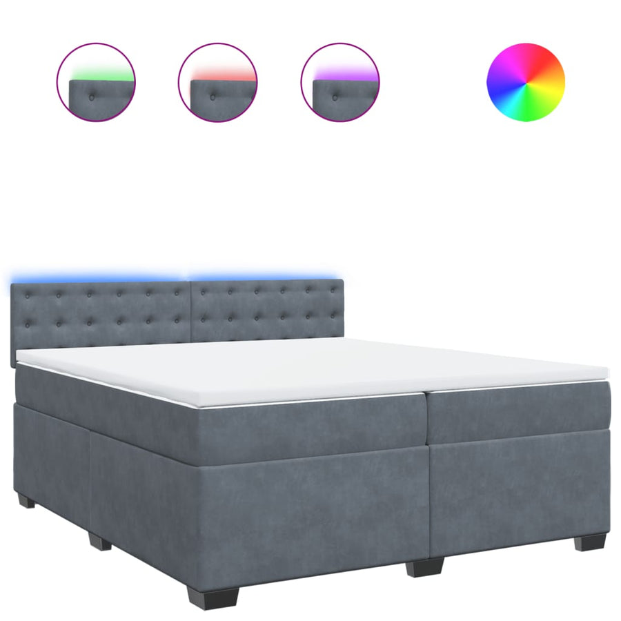 Boxspring met matras fluweel donkergrijs 200x200 cm