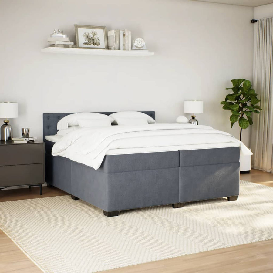 Boxspring met matras fluweel donkergrijs 200x200 cm