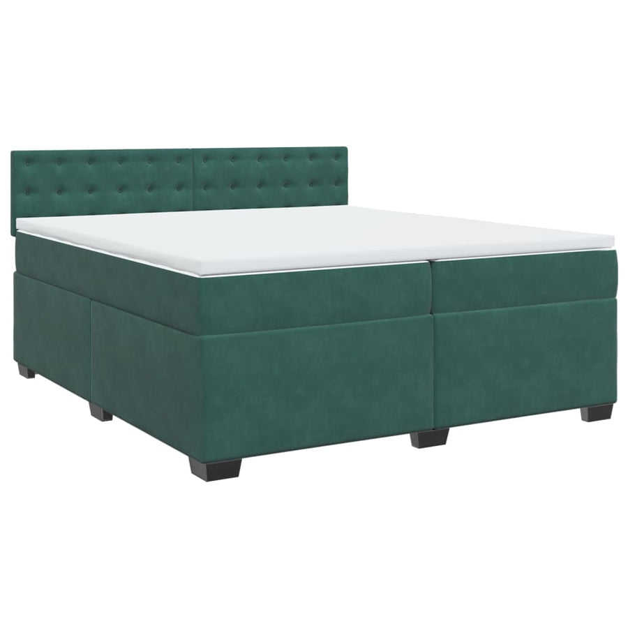 Boxspring met matras fluweel donkergroen 200x200 cm