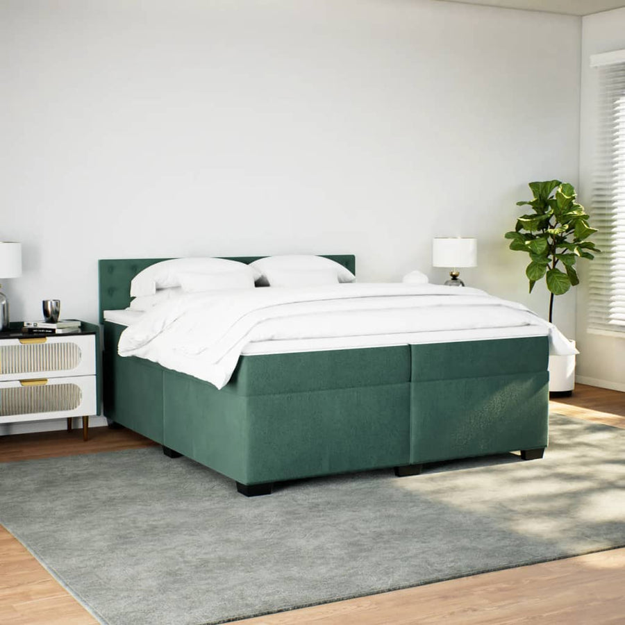 Boxspring met matras fluweel donkergroen 200x200 cm