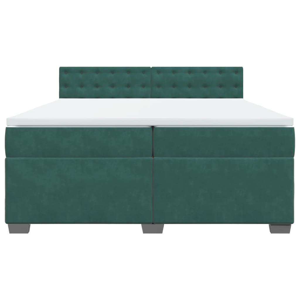 Boxspring met matras fluweel donkergroen 200x200 cm
