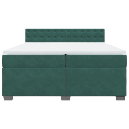 Boxspring met matras fluweel donkergroen 200x200 cm