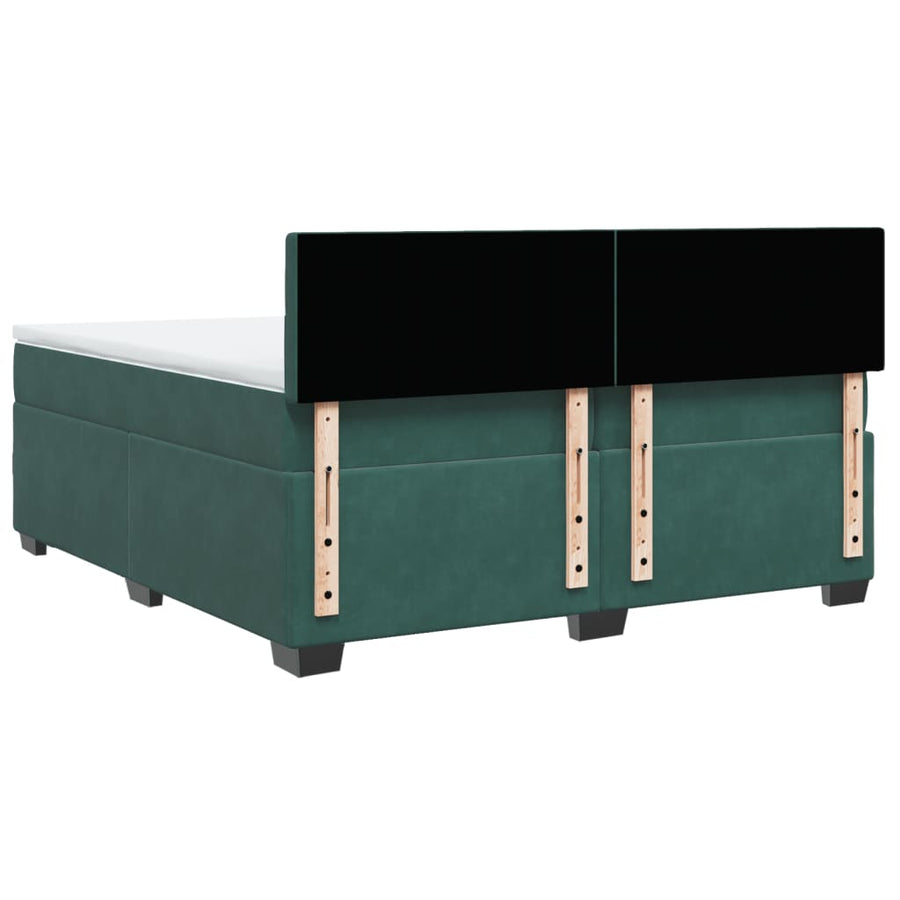 Boxspring met matras fluweel donkergroen 200x200 cm