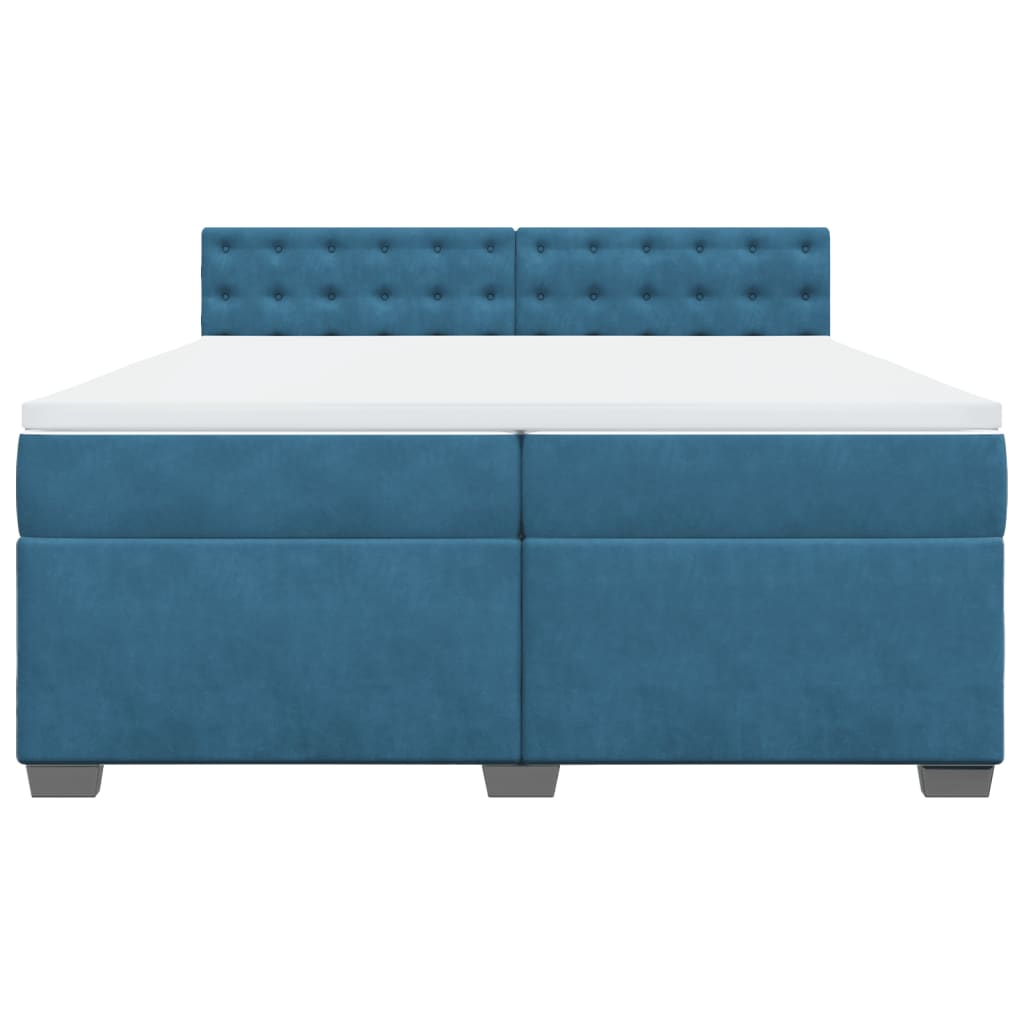 Boxspring met matras fluweel blauw 200x200 cm