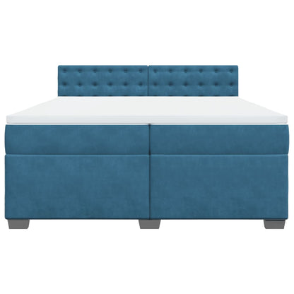 Boxspring met matras fluweel blauw 200x200 cm