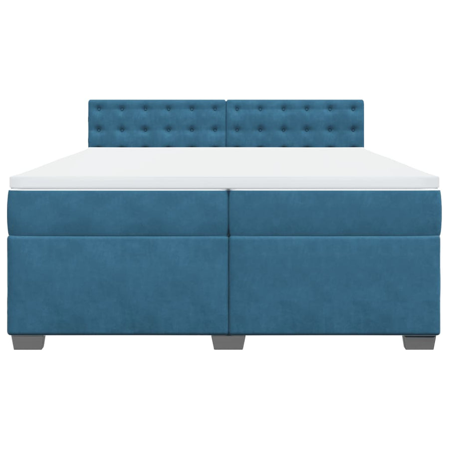 Boxspring met matras fluweel blauw 200x200 cm