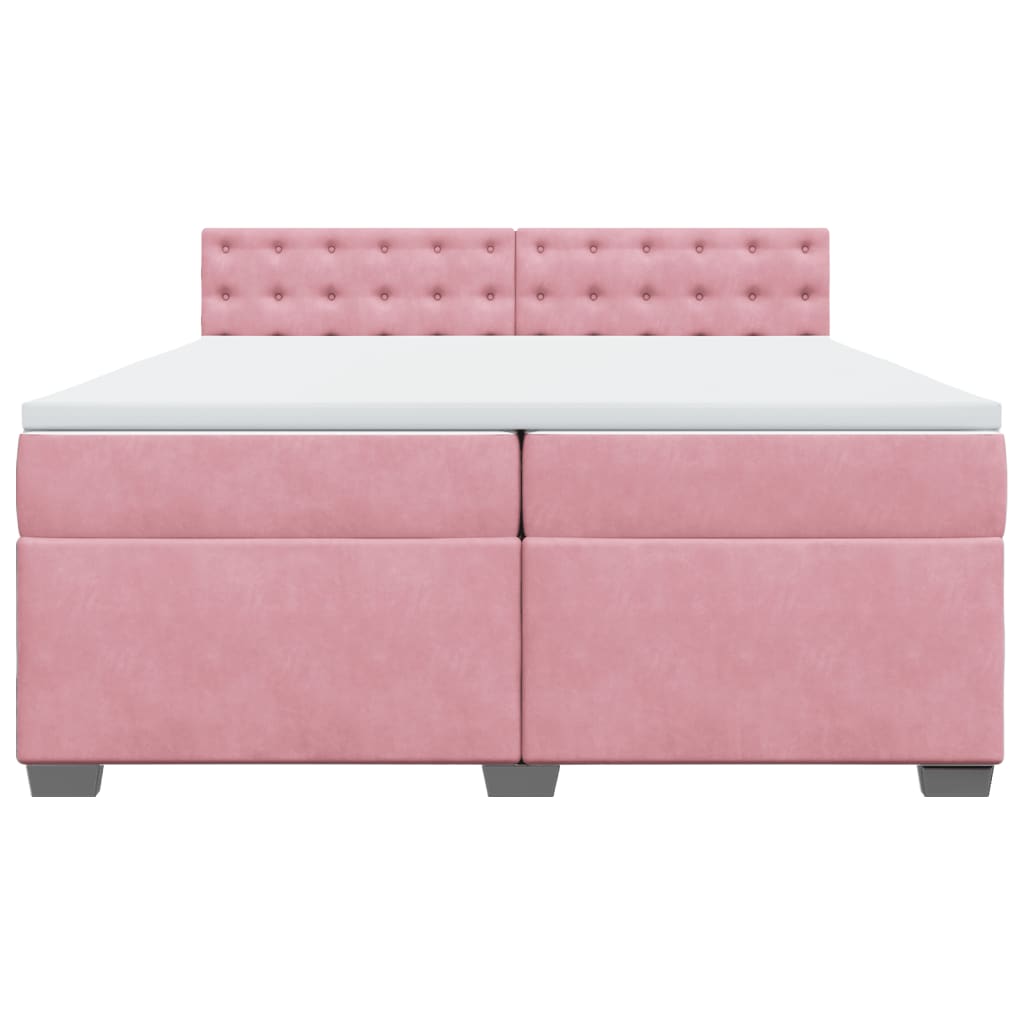 Boxspring met matras fluweel roze 200x200 cm