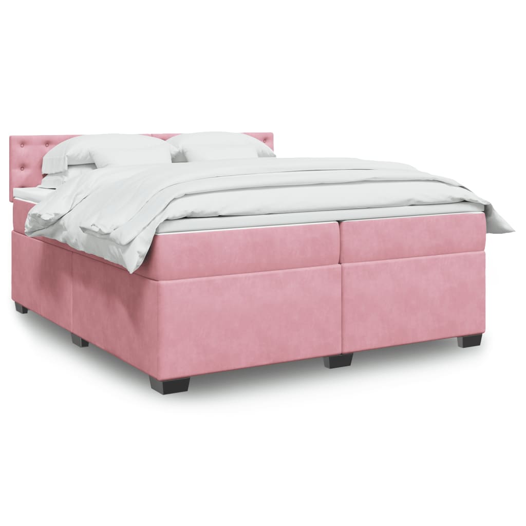 Boxspring met matras fluweel roze 200x200 cm