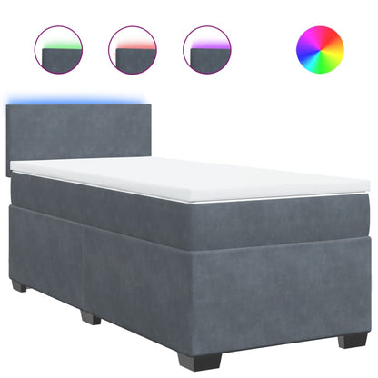 Boxspring met matras fluweel donkergrijs 1-persoons (alleen AU)