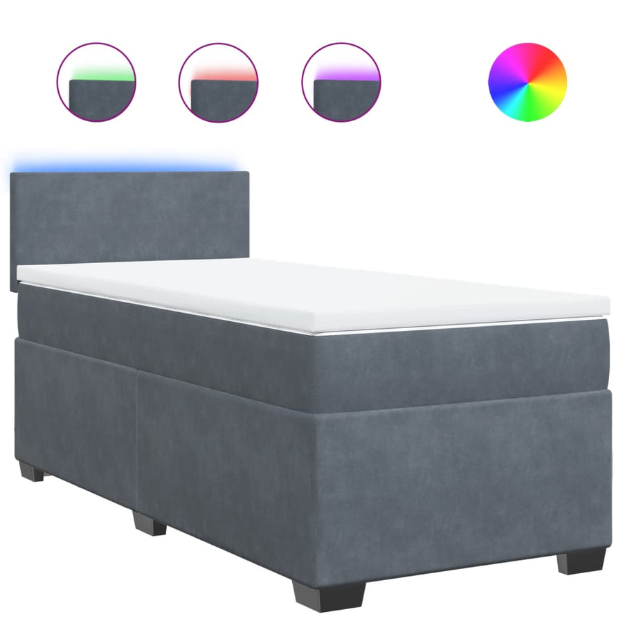 Boxspring met matras fluweel donkergrijs 1-persoons (alleen AU)