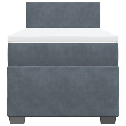 Boxspring met matras fluweel donkergrijs 1-persoons (alleen AU)