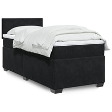 Boxspring met matras fluweel zwart 1-persoons (alleen AU)