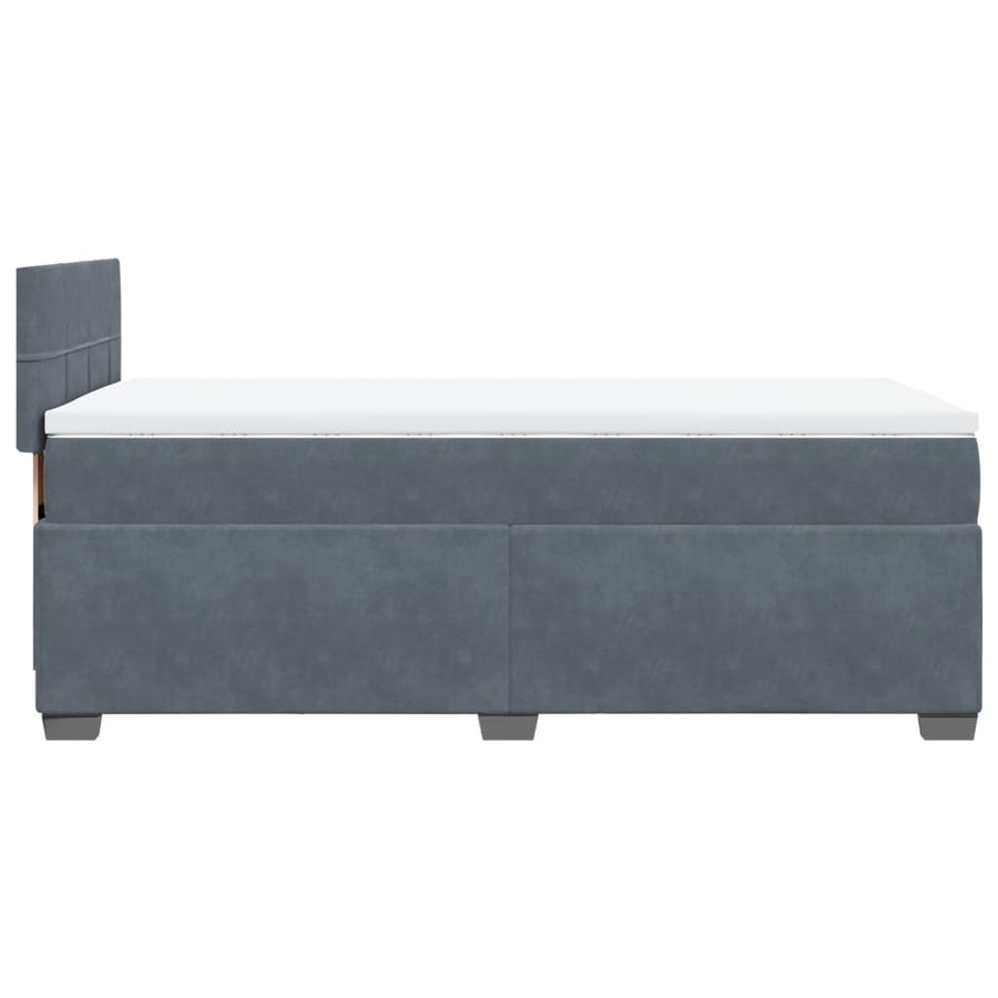Boxspring met matras fluweel donkergrijs 1-persoons (alleen AU)