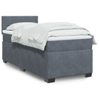 Boxspring 1-persoons donkergrijs fluweel met matras