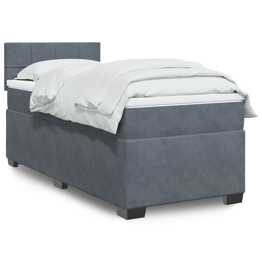 Boxspring met matras fluweel donkergrijs 1-persoons (alleen AU)