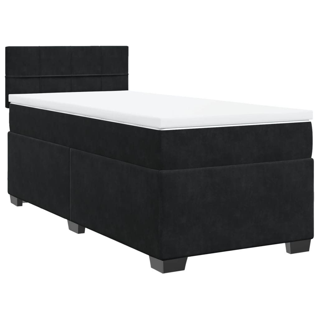 Boxspring met matras fluweel zwart 1-persoons (alleen AU)