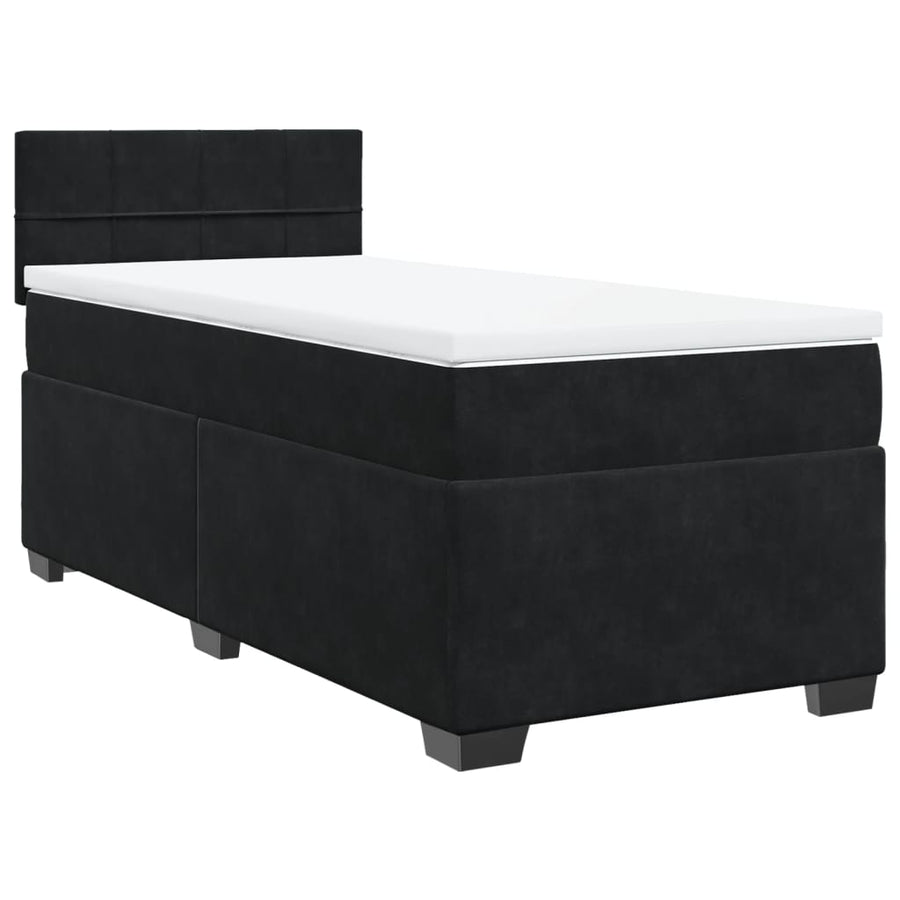 Boxspring met matras fluweel zwart 1-persoons (alleen AU)