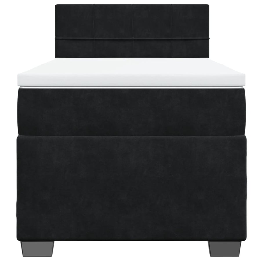 Boxspring met matras fluweel zwart 1-persoons (alleen AU)