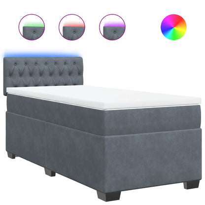 Boxspring met matras fluweel donkergrijs 1-persoons (alleen AU)