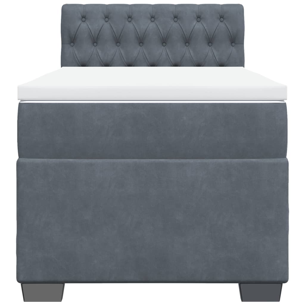 Boxspring met matras fluweel donkergrijs 1-persoons (alleen AU)
