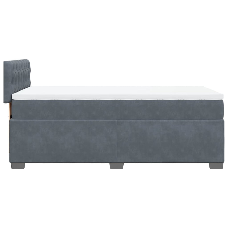 Boxspring met matras fluweel donkergrijs 1-persoons (alleen AU)
