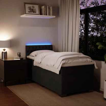 Boxspring met matras fluweel zwart 1-persoons (alleen AU)