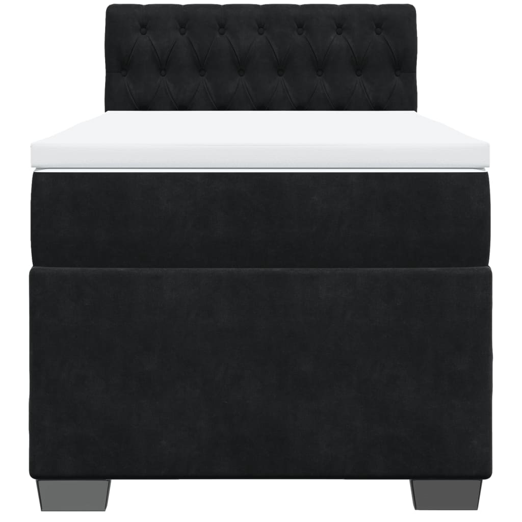 Boxspring met matras fluweel zwart 1-persoons (alleen AU)