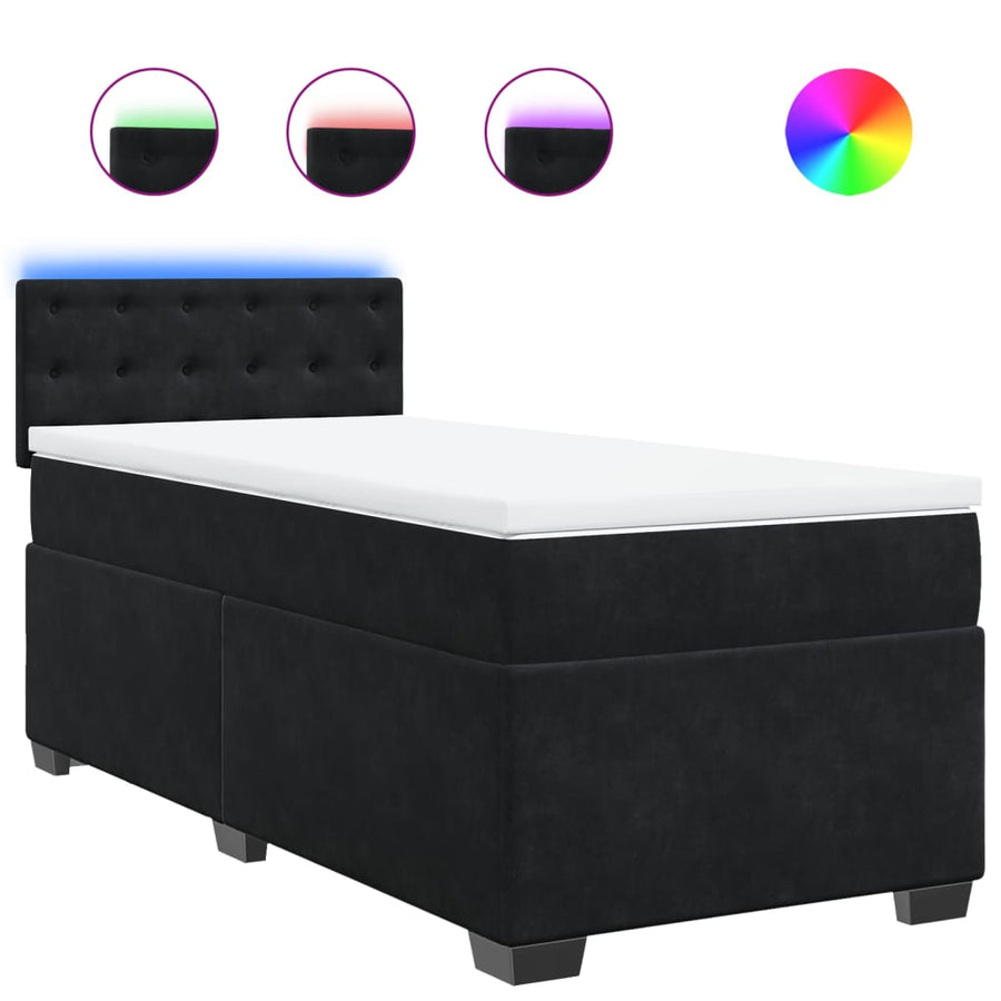 Boxspring met matras fluweel zwart 1-persoons (alleen AU)
