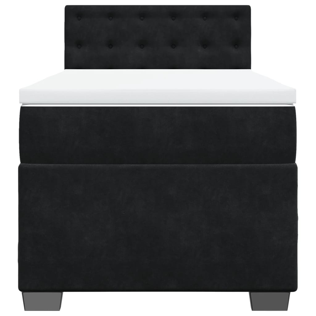 Boxspring met matras fluweel zwart 1-persoons (alleen AU)