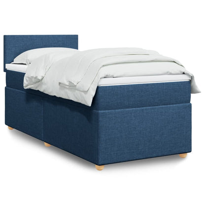 Boxspring met matras stof blauw 80x200 cm