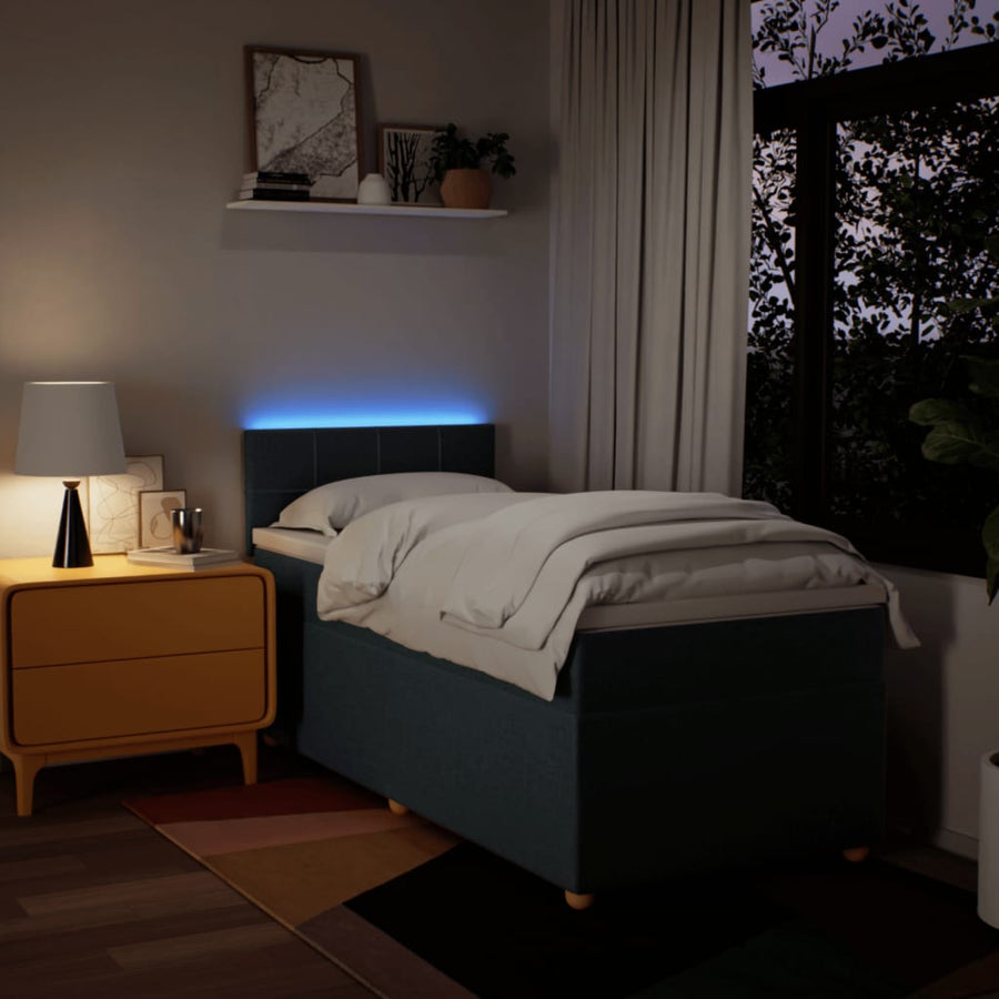 Boxspring met matras stof blauw 80x200 cm