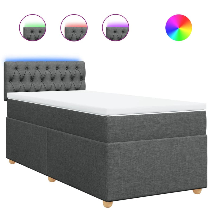 Boxspring met matras stof donkergrijs 80x200 cm