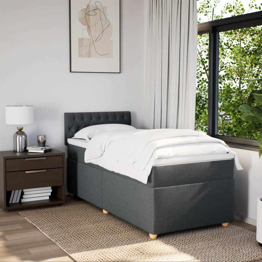 Boxspring met matras stof donkergrijs 80x200 cm