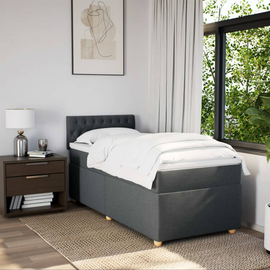 Boxspring met matras stof donkergrijs 80x200 cm