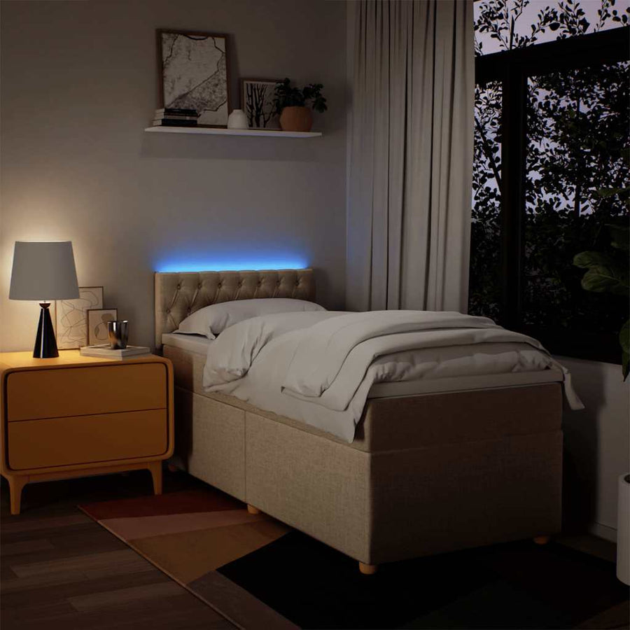 Boxspring met matras stof crèmekleurig 80x200 cm