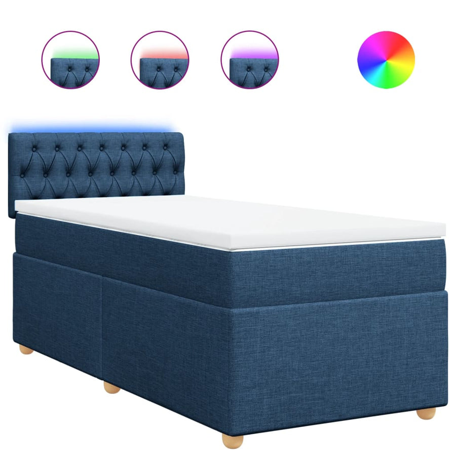 Boxspring met matras stof blauw 80x200 cm