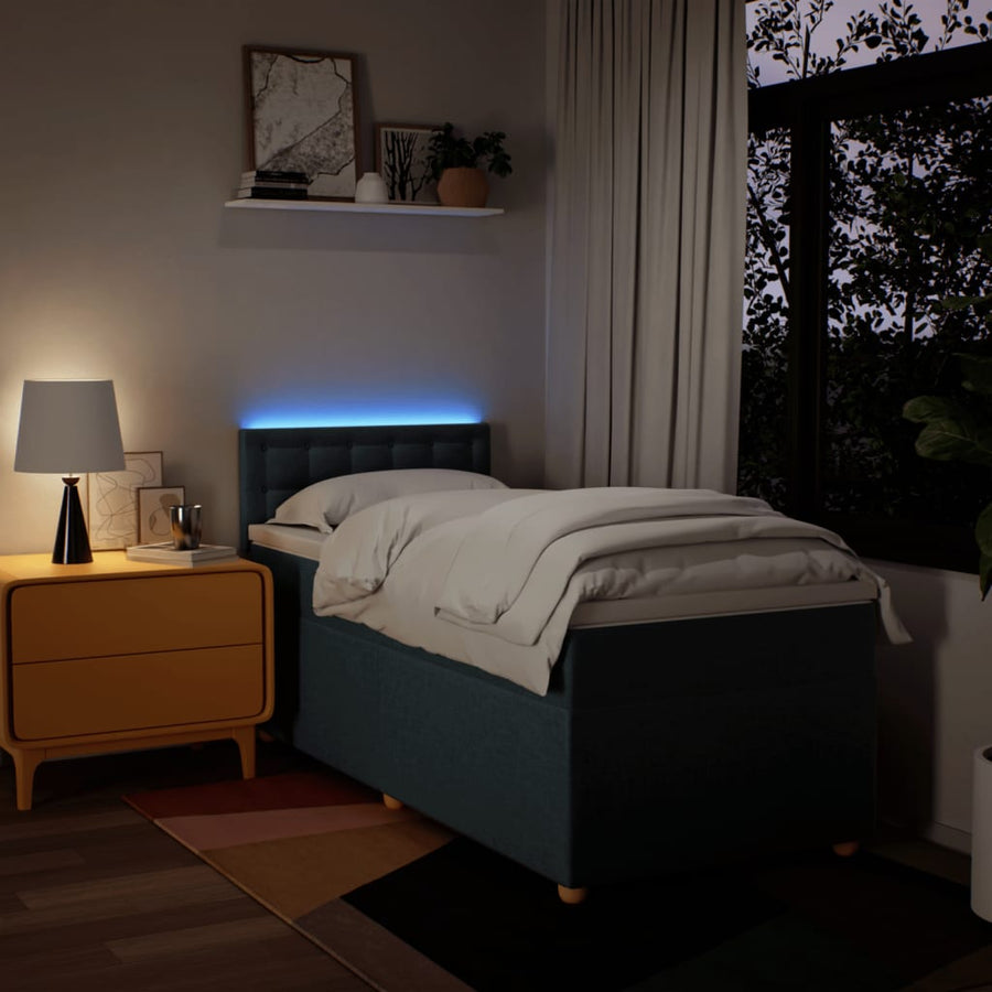 Boxspring met matras stof blauw 80x200 cm
