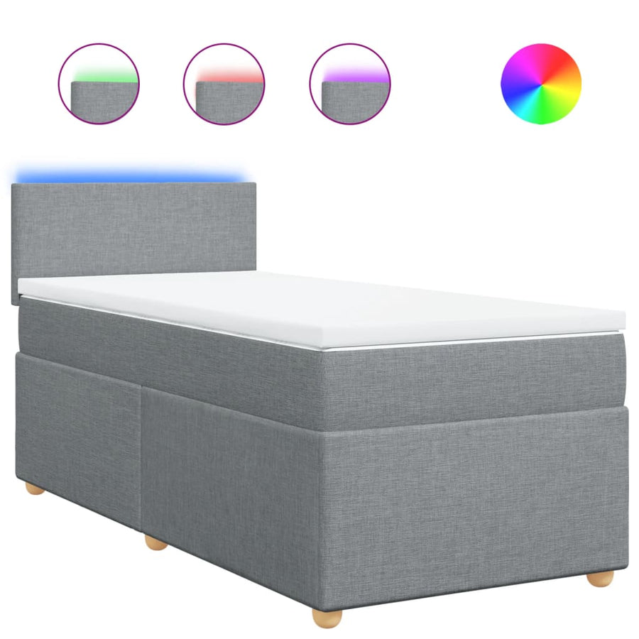 Boxspring met matras stof lichtgrijs 90x190 cm