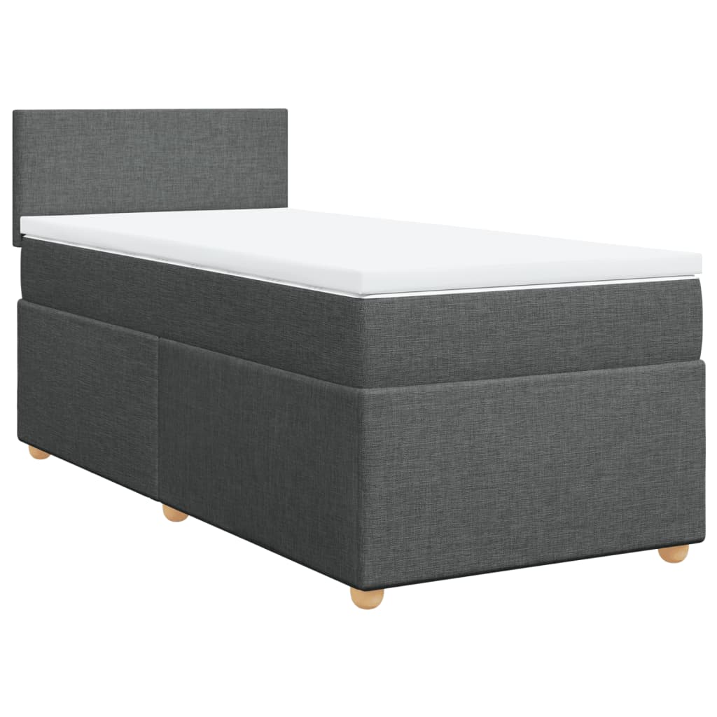 Boxspring met matras stof donkergrijs 90x190 cm