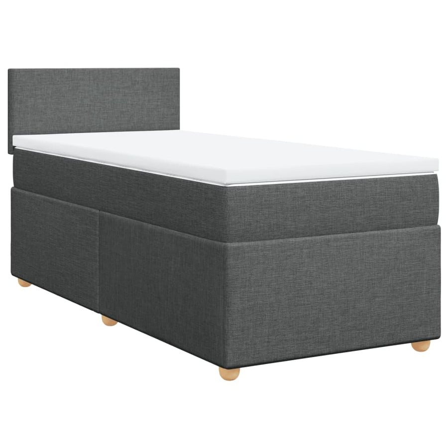 Boxspring met matras stof donkergrijs 90x190 cm