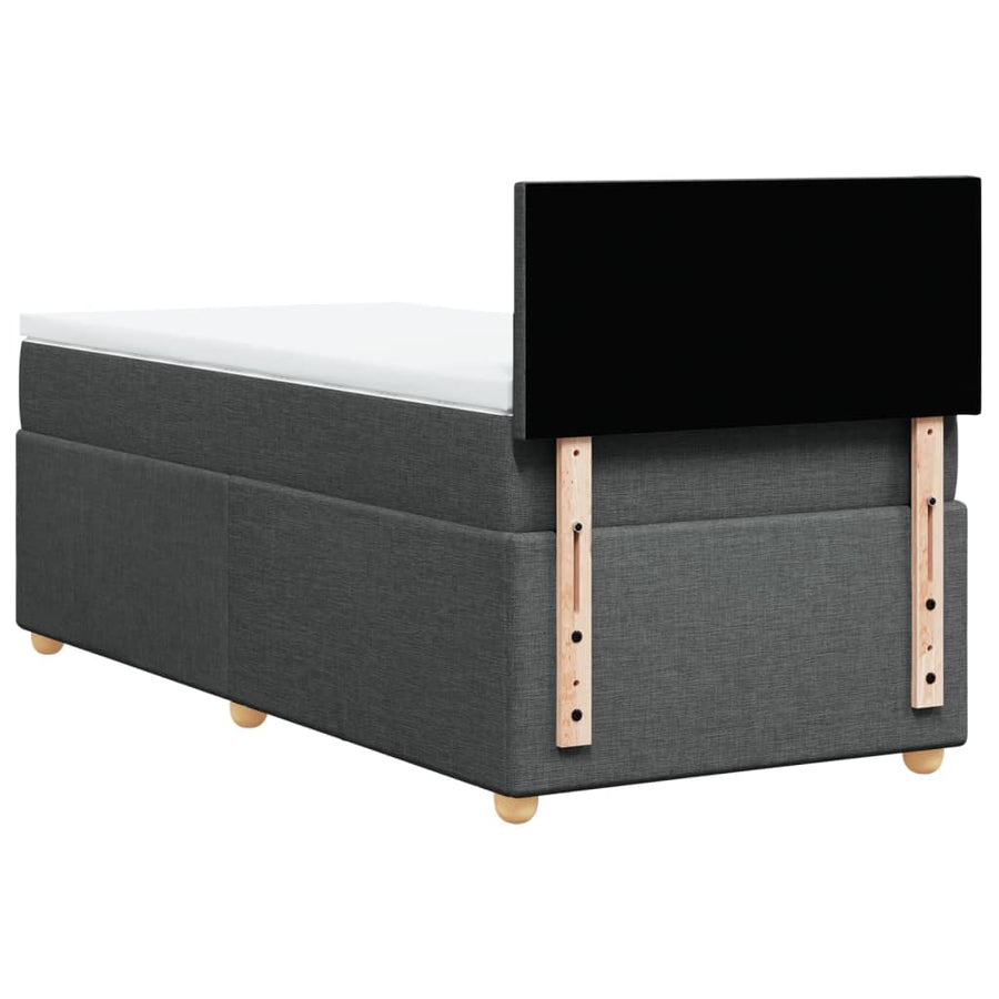 Boxspring met matras stof donkergrijs 90x190 cm
